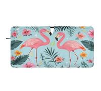 Car Windshield Foldable Sun Shade Sunshade Visor Protector UV Block Heat Insulation Compact Storage 62 * 32in Two Pink Flamingos Flowers