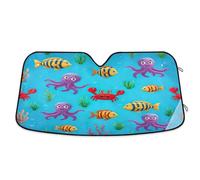 Car Windshield Shade Cute Colorful Cartoon Fish, Foldable Car Windshield UV Shield, Front Window Cover - 57×31.5 Inches