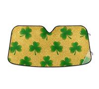 Car Windshield Shade Green Shamrocks Gold, Foldable UV Sunshade for Car, Front Window Cover (53×23.5 Inch)