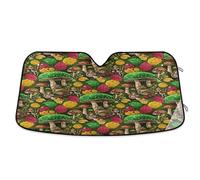 Car Windshield Shade Vintage Green Mushrooms, Foldable Heatshield Sunshade, Front Window Cover (53×23.5 Inch)