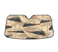 Car Windshield Shade Vintage Steam Locomotives, Foldable Front Window Cover, Sun Cover for Car Windshield - 53×23.5 Inches