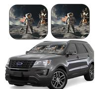 Car Windshield Sun 2-Piece Foldable Front Windshields Shade Suns Visor Protector Astronaut Landing on The Moon Windshield Sun Shades Heat and UV Rays Sunshade for Car Keeps Vehicle Cool S