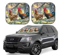Car Windshield Sun 2-Piece Foldable Front Windshields Shade Suns Visor Protector Beautiful Rooster Hen Windshield Sun Shades Heat and UV Rays Sunshade for Car Keeps Vehicle Cool S