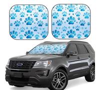 Car Windshield Sun 2-Piece Foldable Front Windshields Shade Suns Visor Protector Blue Paw Print Windshield Sun Shades Heat and UV Rays Sunshade for Car Keeps Vehicle Cool M