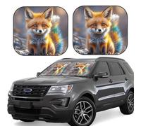 Car Windshield Sun 2-Piece Foldable Front Windshields Shade Suns Visor Protector Cute fox Windshield Sun Shades Heat and UV Rays Sunshade for Car Keeps Vehicle Cool L
