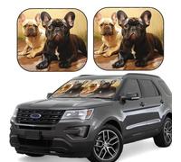 Car Windshield Sun 2-Piece Foldable Front Windshields Shade Suns Visor Protector Cute French Bulldog Graphics Windshield Sun Shades Heat and UV Rays Sunshade for Car Keeps Vehicle Cool S