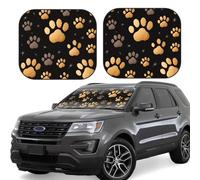 Car Windshield Sun 2-Piece Foldable Front Windshields Shade Suns Visor Protector Dog Paw Print Windshield Sun Shades Heat and UV Rays Sunshade for Car Keeps Vehicle Cool L