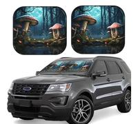 Car Windshield Sun 2-Piece Foldable Front Windshields Shade Suns Visor Protector Fantasy Forest Mushroom Windshield Sun Shades Heat and UV Rays Sunshade for Car Keeps Vehicle Cool M