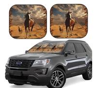 Car Windshield Sun 2-Piece Foldable Front Windshields Shade Suns Visor Protector Horse in desert Windshield Sun Shades Heat and UV Rays Sunshade for Car Keeps Vehicle Cool M