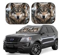 Car Windshield Sun 2-Piece Foldable Front Windshields Shade Suns Visor Protector Lmage of wolf in the snow Windshield Sun Shades Heat and UV Rays Sunshade for Car Keeps Vehicle Cool M