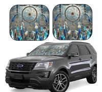 Car Windshield Sun 2-Piece Foldable Front Windshields Shade Suns Visor Protector Native American Dream Catcher Windshield Sun Shades Heat and UV Rays Sunshade for Car Keeps Vehicle Cool L