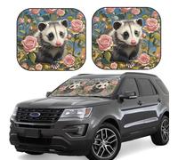 Car Windshield Sun 2-Piece Foldable Front Windshields Shade Suns Visor Protector Opossum and Roses Windshield Sun Shades Heat and UV Rays Sunshade for Car Keeps Vehicle Cool L