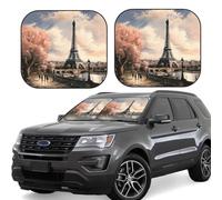 Car Windshield Sun 2-Piece Foldable Front Windshields Shade Suns Visor Protector Vintage Style Eiffel Tower Paris Windshield Sun Shades Heat and UV Rays Sunshade for Car Keeps Vehicle Cool S