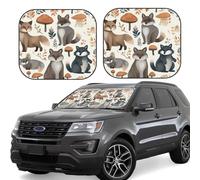 Car Windshield Sun 2-Piece Foldable Front Windshields Shade Suns Visor Protector Woodland raccoon animals_78892873 Windshield Sun Shades Heat and UV Rays Sunshade for Car Keeps Vehicle Cool S