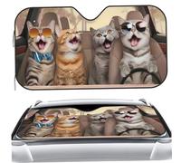 Car Windshield Sun Shade 55x28" Adorable Driving Cat Windshield Sun Shade UV Protection Heat Insulation Sunshade for Most Vehivles