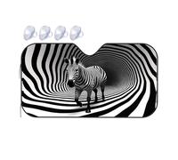 Car Windshield Sun Shade A Zebra Walks Through A Black And White Striped Tunnel Car Windshield Sunshade Sun Visor Car Visor Extender Sun Blocker(70x130cm)