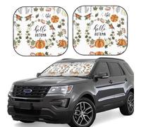Car Windshield Sun Shade - Autumn Pumpkins Leaves Wreath Foldable Car Sun Shade Visor, Windshield Sunshade Cover, Car Sun Shade Offers Full Protection