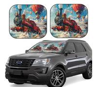Car Windshield Sun Shade Beautiful Red Train Hot Air Balloon - Foldable Car Sun Shade Windshield, SUV Car Interior Windshield Sun Shade Offers Full Protection