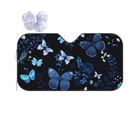 Car Windshield Sun Shade Blue And Black Butterfly Folding Car Front Window Sunshade Cool Reflective Sun Blocker Fits Cars SUV Trucks