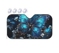 Car Windshield Sun Shade Blue Butterfly and Moon Universal Window Sunshade for Auto Sun Heat and UV Rays Blocker Foldable Front Windshield Shade for Car Interior Protection Sun Visor Shade