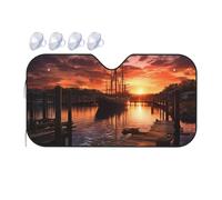 Car Windshield Sun Shade Boat harbor in the sunset Foldable Front Window Sunshade Auto Sun Blocker Visor Protector Auto Interior Protection Windshield Cover for Car Sedan SUV