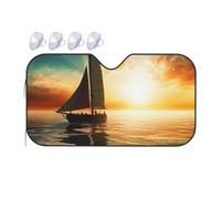 Car Windshield Sun Shade Boat on The Ocean Foldable Front Window Sunshade Auto Sun Blocker Visor Protector Auto Interior Protection Windshield Cover for Car Sedan SUV