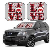 Car Windshield Sun Shade Buffalo Plaid Love and Gnome - Foldable Car Sun Shade Windshield, SUV Car Interior Windshield Sun Shade Offers Full Protection