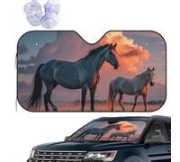 Car Windshield Sun Shade Car Front Window Sunshades Horses Red Glowing Clouds Sunshades Sun Visor Protector Foldable Sunshade for Most Sedans SUV Van Truck S