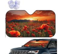 Car Windshield Sun Shade Car Front Window Sunshades Red Flowers Sunshades Sun Visor Protector Foldable Sunshade for Most Sedans SUV Van Truck S