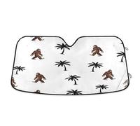 Car Windshield Sun Shade Cartoon Palm Trees White, Foldable Front Window Cover, Sun Cover for Car Windshield - 53×23.5 Inches