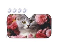 Car Windshield Sun Shade Cat in Flowers Foldable Front Window Sunshade Auto Sun Blocker Visor Protector Auto Interior Protection Windshield Cover for Car Sedan SUV