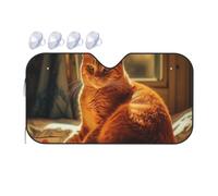 Car Windshield Sun Shade Cat Sitting on Bed Foldable Front Window Sunshade Auto Sun Blocker Visor Protector Auto Interior Protection Windshield Cover for Car Sedan SUV