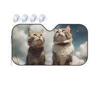 Car Windshield Sun Shade Cat Standing Under Blue Sky Foldable Front Window Sunshade Auto Sun Blocker Visor Protector Auto Interior Protection Windshield Cover for Car Sedan SUV
