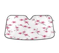 Car Windshield Sun Shade Cherry Blossom Pink Flowers, Foldable Windshield Heat Shield, Front Window Cover - 55×27.6 Inch