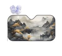 Car Windshield Sun Shade Chinese Style Ink Painting Of Mountain Pine Trees Folding Car Front Window Sunshade Cool Reflective Sun Blocker Fits Cars SUV Trucks