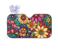 Car Windshield Sun Shade Colorful Flowers Folding Car Front Window Sunshade Cool Reflective Sun Blocker Fits Cars SUV Trucks