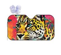 Car Windshield Sun Shade Colorful Leopards Butterflies Folding Car Front Window Sunshade Cool Reflective Sun Blocker Fits Cars SUV Trucks