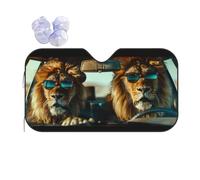 Car Windshield Sun Shade Cool Lions With Sunglasses Folding Car Front Window Sunshade Cool Reflective Sun Blocker Fits Cars SUV Trucks