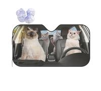 Car Windshield Sun Shade Cute Cat Family Print Folding Car Front Window Sunshade Cool Reflective Sun Blocker Fits Cars SUV Trucks