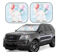 Car Windshield Sun Shade Cute Elephant Bunny Flying with Balloon - Foldable Car Sun Shade Windshield, SUV Car Interior Windshield Sun Shade Offers Full Protection