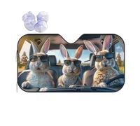 Car Windshield Sun Shade Cute Rabbit With Sunglasses Folding Car Front Window Sunshade Cool Reflective Sun Blocker Fits Cars SUV Trucks