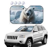Car Windshield Sun Shade Foldable Aluminum Foil UV Protection Cool Animal White Polar Bear Sunshade Sun Heat Shield Front Window Cover Front Window Sunshade for SUV Sedan Truck Cars M