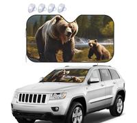 Car Windshield Sun Shade Foldable Aluminum Foil UV Protection Wild Bear Sunshade Sun Heat Shield Front Window Cover Front Window Sunshade for SUV Sedan Truck Car Interior Accessories S