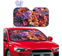 Car Windshield Sun Shade Foldable Car Front Window Sun Shield Visor Protector Orange and purple flowers Sun Visor Reflector Sunshade Heatshield Sunshades for SUV Truck Cars Interior Accessories S