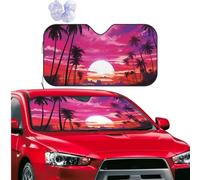 Car Windshield Sun Shade Foldable Car Front Window Sun Shield Visor Protector Purple sky above palm grove Sun Visor Reflector Sunshade Heatshield Sunshades for SUV Truck Cars Interior Accessories M