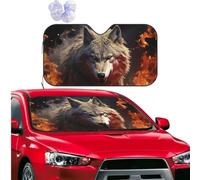 Car Windshield Sun Shade Foldable Car Front Window Sun Shield Visor Protector Wolf Burning in Fire Sun Visor Reflector Sunshade Heatshield Sunshades for SUV Truck Cars Interior Accessories S