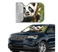 Car Windshield Sun Shade Foldable Cute Panda Climb Bamboo Auto Front Window Sun Shield Heat and UV Rays Sunshade for Car Front Window Keep Cool and Protect Auto Interior Accessories