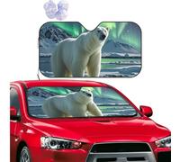 Car Windshield Sun Shade Foldable Sun Visor Protector Polar Bears Northern Lights Sun Shade Windshield for Front Window Reflector Sunshade Heatshield Sunshades for Truck SUV Car Interior Accessories S