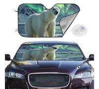 Car Windshield Sun Shade Foldable Sun Visor Protector Polar Bears Northern Lights Sun Shade Windshield for Front Window Reflector Sunshade Heatshield Sunshades for Truck SUV Car Interior Accessories S