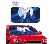 Car Windshield Sun Shade Foldable Uv Ray Sun Visor Protector Sunshade to Keep Your Vehicle Cool, Blue Wolf Moon Car Front Window Sun Shade Visor Shield Cover for Car Accessories 51x27.5 Inch